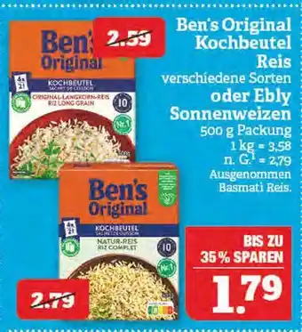 Marktkauf Ben's original oder ebly kochbeutel reis oder sonnenweizen Angebot