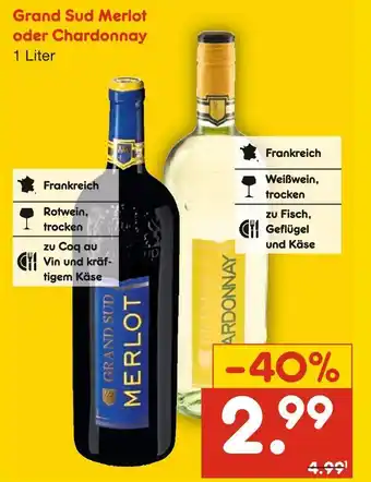 Netto Marken-Discount Grand sud merlot oder chardonnay Angebot