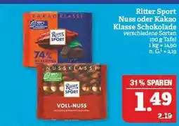 Marktkauf Ritter sport nuss oder kakao klasse schokolade Angebot