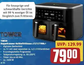 REWE TOWER Doppelkammer-Heißluftfritteuse T17177RW Angebot