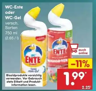 Netto Marken-Discount Ente wc-ente oder wc-gel Angebot