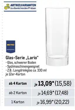 METRO METRO PROFESSIONAL Glas-Serie „Lario“ Angebot