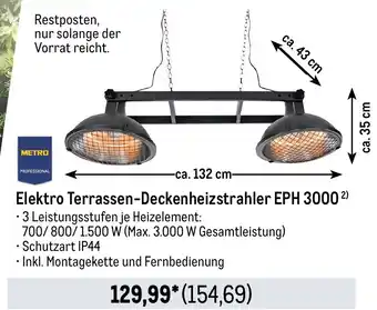 METRO METRO PROFESSIONAL Elektro Terrassen-Deckenheizstrahler EPH 3000 Angebot