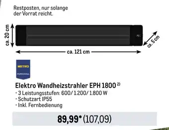 METRO METRO PROFESSIONAL Elektro Wandheizstrahler EPH 1800 Angebot