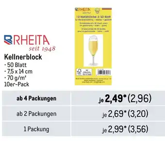 METRO RHEITA Kellnerblock Angebot