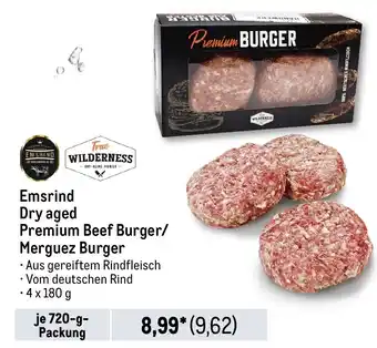 METRO Emsrind Dry aged Premium Beef Burger/ Merguez Burger Angebot