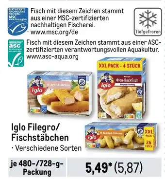 METRO Iglo Filegro/ Fischstäbchen Angebot