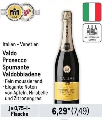 METRO Valdo Prosecco Spumante Valdobbiadene Angebot