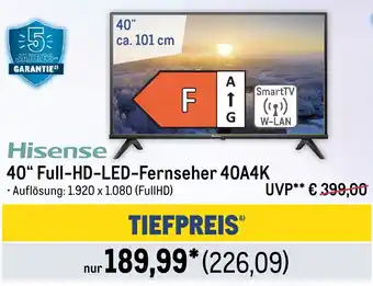 METRO Hisense 40" Full-HD-LED-Fernseher 40A4K Angebot