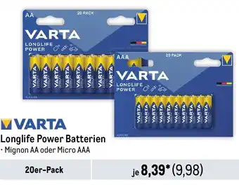 METRO VARTA Longlife Power Batterien Angebot