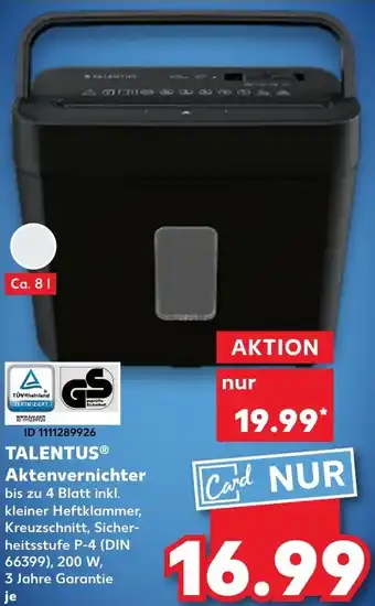 Kaufland TALENTUS Aktenvernichter Angebot