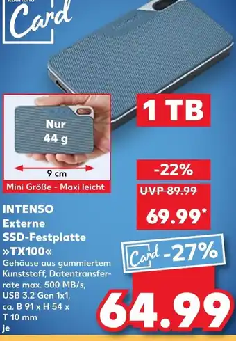 Kaufland INTENSO Externe SSD-Festplatte TX100 Angebot