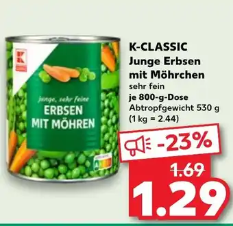 Kaufland K-CLASSIC Junge Erbsen mit Möhrchen Angebot