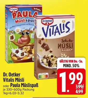 Edeka Dr. Oetker Vitalis Müsli oder Paula Müslispaẞ Angebot