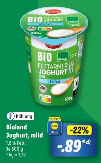 Lidl Bioland Joghurt, mild Angebot