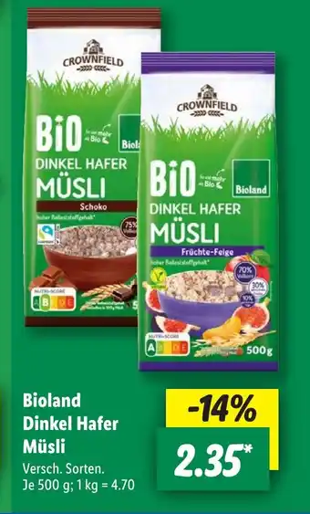 Lidl Bioland Dinkel Hafer Müsli Angebot