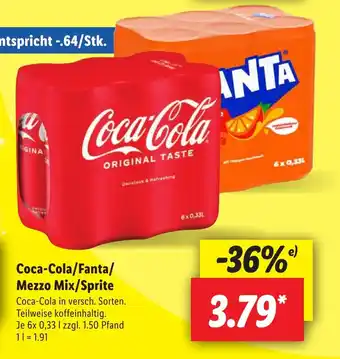 Lidl Coca-Cola/Fanta/ Mezzo Mix/Sprite Angebot