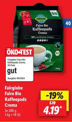 Lidl Fairglobe Faire Bio Kaffeepads Crema Angebot