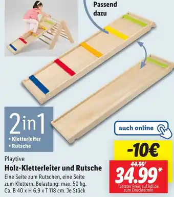 Lidl Playtive Holz-Kletterleiter und Rutsche Angebot