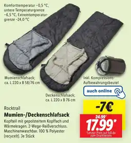 Lidl Rocktrail Mumien-/Deckenschlafsack Angebot