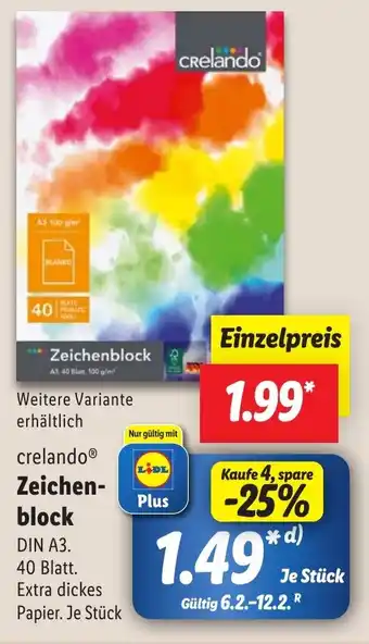 Lidl crelando Zeichen- block Angebot