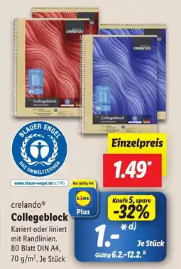 Lidl crelando Collegeblock Angebot