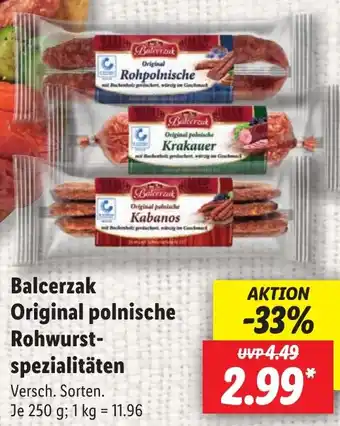 Lidl Balcerzak Original polnische Rohwurstspezialitäten Angebot