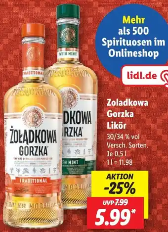 Lidl Zoladkowa Gorzka Likör Angebot