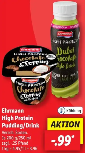 Lidl Ehrmann High Protein Pudding/Drink Angebot