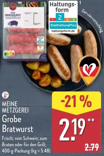 Aldi Nord MEINE METZGEREI Grobe Bratwurst Angebot