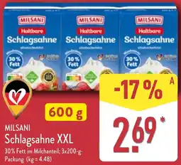 Aldi Nord MILSANI Schlagsahne XXL Angebot