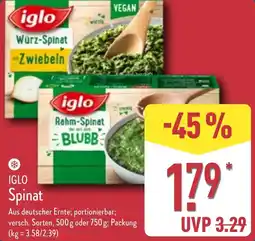 Aldi Nord IGLO Spinat Angebot