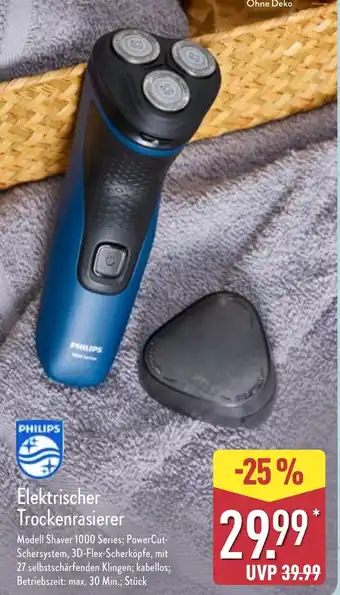 Aldi Nord PHILIPS Elektrischer Trockenrasierer Angebot