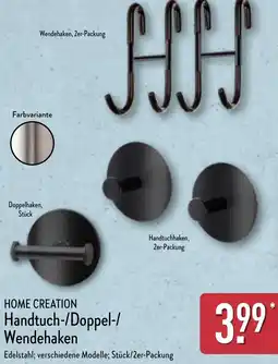 Aldi Nord HOME CREATION Handtuch-/Doppel-/ Wendehaken Angebot