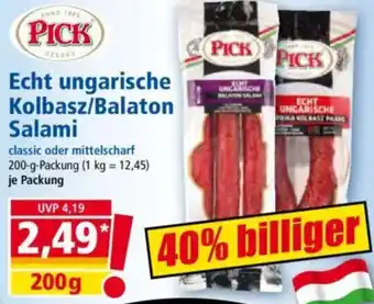 Norma PICK Echt ungarische Kolbasz/Balaton Salami Angebot