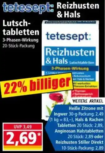 Norma tetesept: Reizhusten & Hals Lutschtabletten Angebot