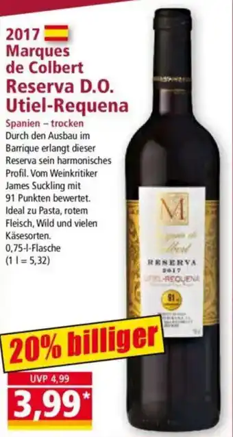 Norma 2017 Marques de Colbert Reserva D.O. Utiel-Requena Angebot