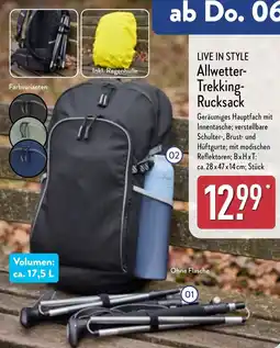 Aldi Nord LIVE IN STYLE Allwetter Trekking Rucksack Angebot