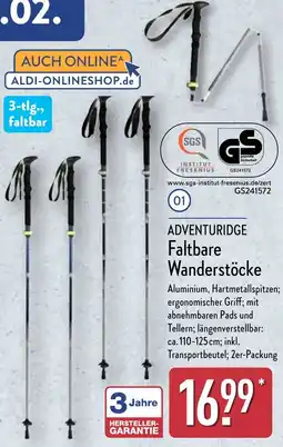 Aldi Nord ADVENTURIDGE Faltbare Wanderstöcke Angebot