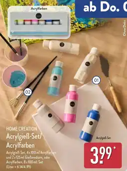 Aldi Nord HOME CREATION Acrylgieß-Set/ Acrylfarben Angebot