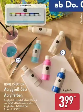 Aldi Nord HOME CREATION Acrylgieß-Set/ Acrylfarben Angebot