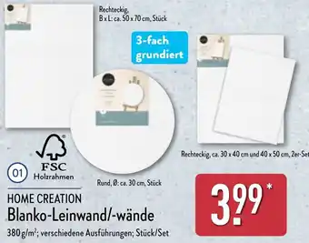 Aldi Nord HOME CREATION Blanko-Leinwand/-wände Angebot