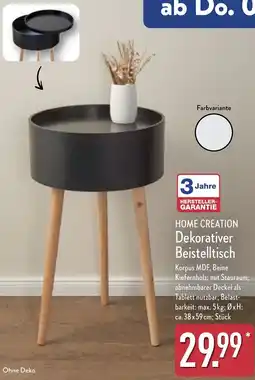 Aldi Nord HOME CREATION Dekorativer Beistelltisch Angebot