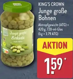 Aldi Nord KING'S CROWN Junge große Bohnen Angebot