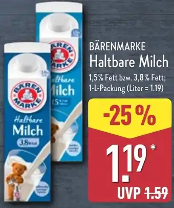 Aldi Nord BÄRENMARKE Haltbare Milch Angebot