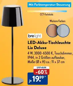 Aldi Nord brelight LED-Akku-Tischleuchte Lia Deluxe Angebot