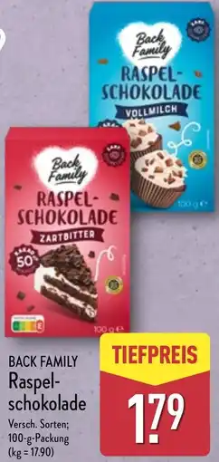 Aldi Nord BACK FAMILY Raspelschokolade Angebot