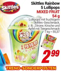 CENTERSHOP Skittles Rainbow 5 Lollipops MIXED FRUIT Angebot