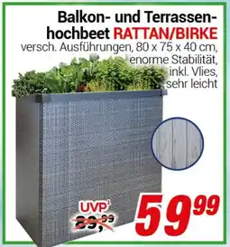 CENTERSHOP Balkon- und Terrassenhochbeet RATTAN/BIRKE Angebot