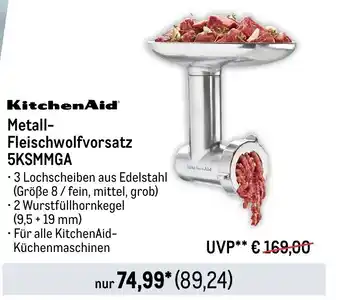 METRO KitchenAid Metall- Fleischwolfvorsatz 5KSMMGA Angebot